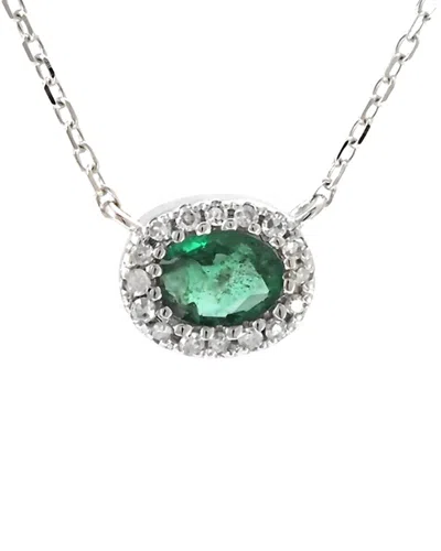 Gemstones 14k 0.25 Ct. Tw. Diamond & Emerald Necklace In Multi