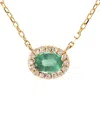Gemstones 14k 0.25 Ct. Tw. Diamond & Emerald Necklace