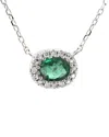 Gemstones 14k 0.25 Ct. Tw. Diamond & Emerald Necklace