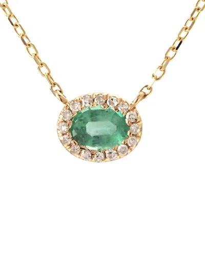 GEMSTONES 14K 0.25 CT. TW. DIAMOND & EMERALD NECKLACE