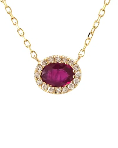 GEMSTONES 14K 0.25 CT. TW. DIAMOND & RUBY NECKLACE