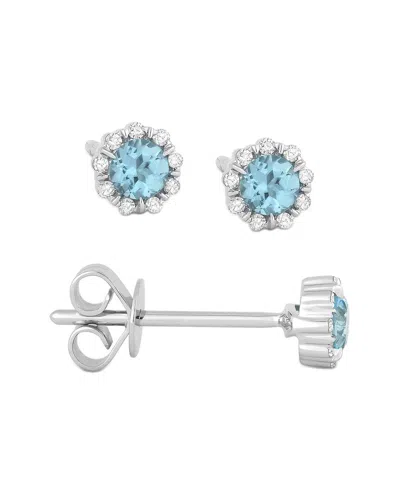Gemstones 14k 0.32 Ct. Tw. Diamond & Blue Topaz Studs