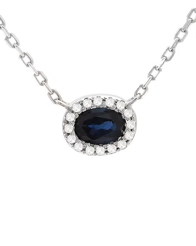 Gemstones 14k 0.33 Ct. Tw. Diamond & Sapphire Necklace In Black