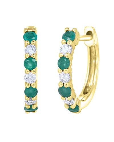 Gemstones 14k 0.40 Ct. Tw. Emerald Hoop Earrings In Multi