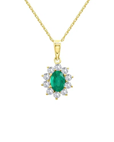 Gemstones 14k 0.41 Ct. Tw. Emerald Pendant Necklace Pendant In Transparent