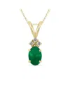 Gemstones 14k 0.51 Ct. Tw. Diamond & Emerald Necklace In Gold
