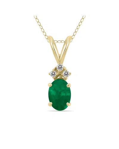 GEMSTONES 14K 0.51 CT. TW. DIAMOND & EMERALD NECKLACE