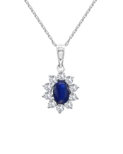 Gemstones 14k 0.54 Ct. Tw. Sapphire Pendant Necklace Pendant In Metallic