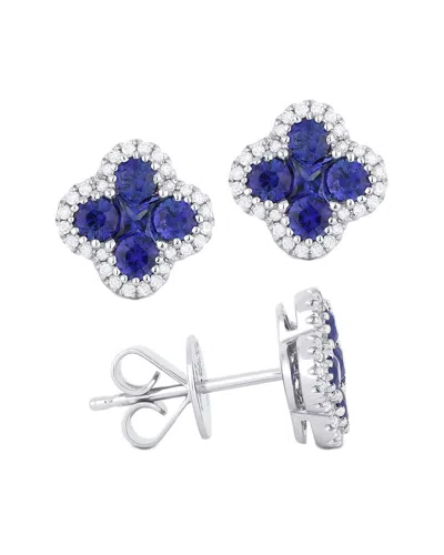 Gemstones 14k 0.57 Ct. Tw. Diamond & Sapphire Studs In Metallic