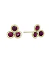 Gemstones 14k 0.92 Ct. Tw. Diamond & Ruby Flower Studs