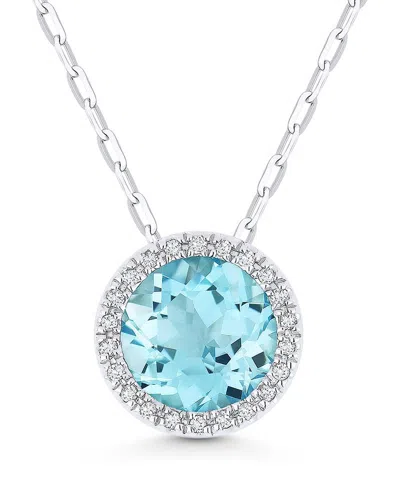 Gemstones 14k 1.36 Ct. Tw. Diamond & Aquamarine Necklace In Neutral