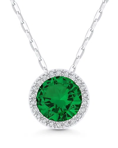 Gemstones 14k 1.36 Ct. Tw. Diamond & Emerald Necklace In Green