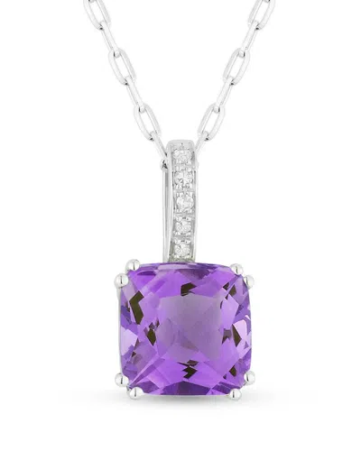 Gemstones 14k 1.44 Ct. Tw. Diamond & Amethyst Necklace In Purple