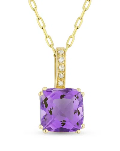 Gemstones 14k 1.44 Ct. Tw. Diamond & Amethyst Necklace In Purple