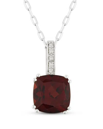 Gemstones 14k 1.44 Ct. Tw. Diamond & Garnet Necklace In Red