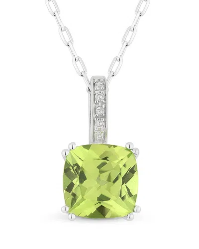 Gemstones 14k 1.44 Ct. Tw. Diamond & Peridot Necklace In Green