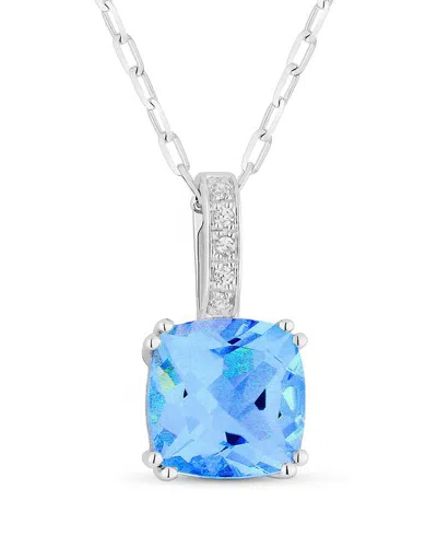Gemstones 14k 1.44 Ct. Tw. Diamond & Swiss Blue Topaz Necklace In Neutral