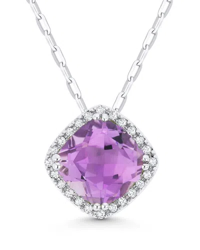 Gemstones 14k 1.47 Ct. Tw. Diamond & Amethyst Necklace In Purple