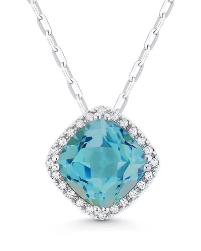 Gemstones 14k 1.47 Ct. Tw. Diamond & London Blue Topaz Necklace