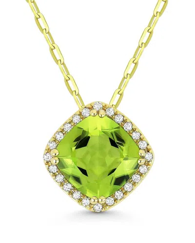 Gemstones 14k 1.47 Ct. Tw. Diamond & Peridot Necklace In Green