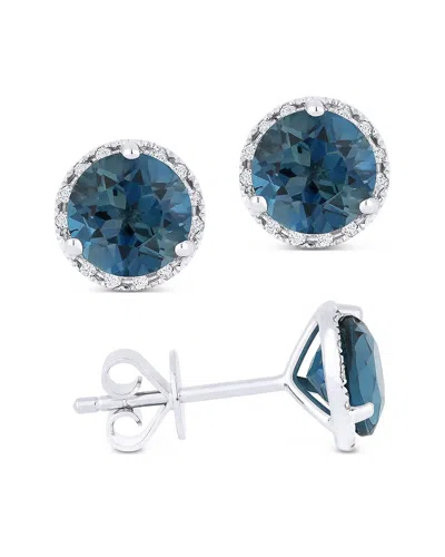Gemstones 14k 1.69 Ct. Tw. Diamond & London Blue Topaz Earrings In Metallic