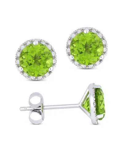 Gemstones 14k 1.69 Ct. Tw. Diamond & Peridot Earrings In Green