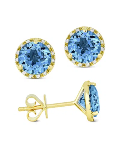 Gemstones Sselects Essentials 14k 1.69 Ct. Tw. Diamond & Swiss Blue Topaz Earrings
