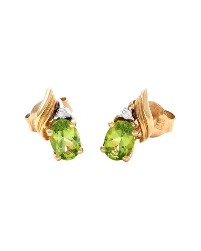 Gemstones 14k 1.01 Ct. Tw. Diamond & Peridot Studs In Green
