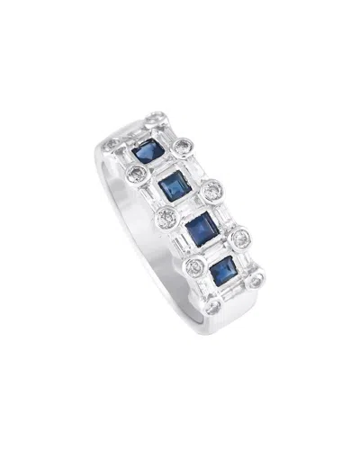 Gemstones 14k 1.10 Ct. Tw. Diamond & Sapphire Ring In Metallic