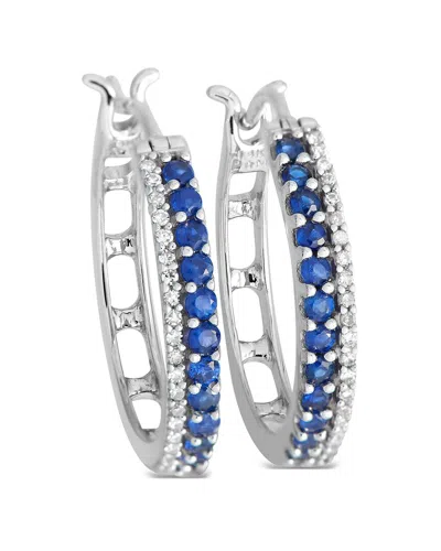 Gemstones 14k 1.15 Ct. Tw. Diamond & Sapphire Earrings In Blue