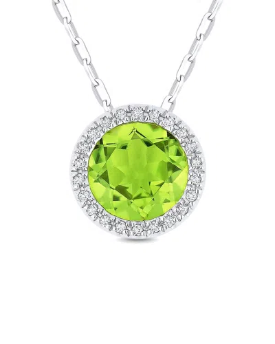 Gemstones 14k 1.36 Ct. Tw. Diamond & Peridot Necklace In Metallic