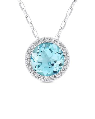 Gemstones 14k 1.36 Ct. Tw. Diamond & Swiss Blue Topaz Necklace