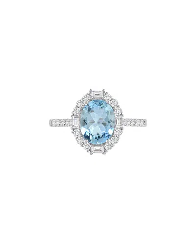Gemstones 14k 1.53 Ct. Tw. Aquamarine Statement Ring In Blue