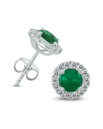 Gemstones 14k 1.71 Ct. Tw. Diamond & Emerald Earrings