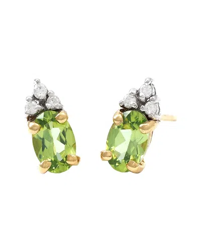 Gemstones 14k 1.87 Ct. Tw. Diamond & Peridot Studs In Green