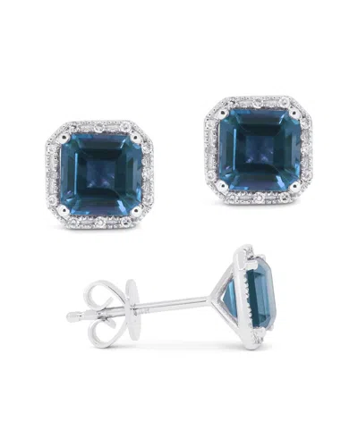 Gemstones 14k 2.14 Ct. Tw. Diamond & London Blue Topaz Studs
