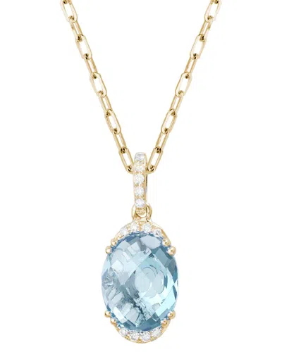 Gemstones 14k 2.22 Ct. Tw. Diamond & 2.15 Ct. Aquamarine Necklace
