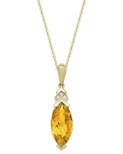Gemstones 14k 2.52 Ct. Tw. Diamond & Citrine Necklace In Brown