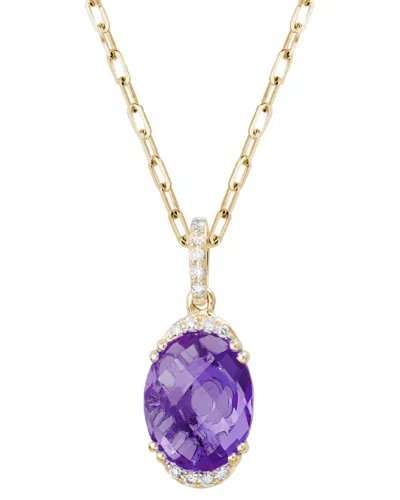 Gemstones 14k 2.69 Ct. Tw. Diamond & 2.63 Ct. Amethyst Necklace