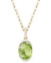 Gemstones 14k 3.19 Ct. Tw. Diamond & 3.13 Ct. Peridot Necklace