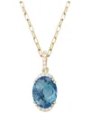 Gemstones 14k 3.26 Ct. Tw. Diamond & 3.20 Ct. London Blue Topaz Necklace