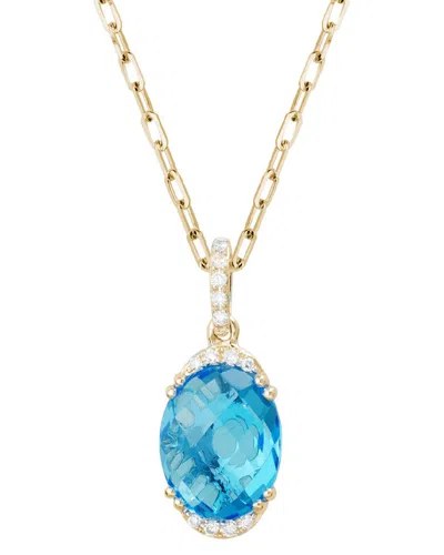 Gemstones 14k 3.41 Ct. Tw. Diamond & 3.35 Ct. Swiss Blue Topaz Necklace