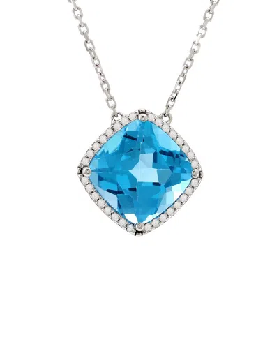 Gemstones 14k 3.85 Ct. Tw. Diamond & Blue Topaz Necklace