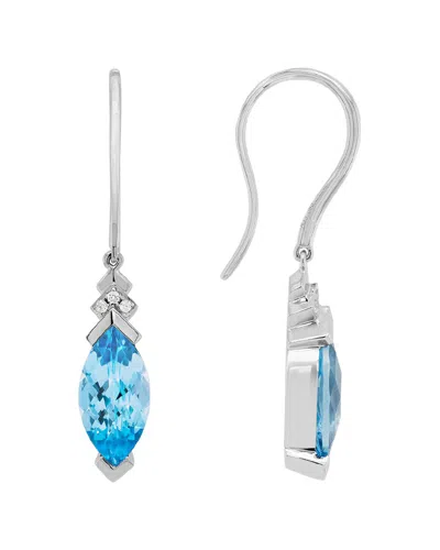 Gemstones 14k 4.40 Ct. Tw. Diamond & Swiss Blue Topaz Earrings In Gray