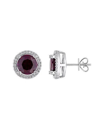GEMSTONES 14K 4.75 CT. TW. DIAMOND & RHODOLITE STUDS
