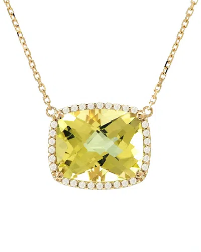 GEMSTONES 14K 5.21 CT. TW. DIAMOND & LEMON QUARTZ NECKLACE