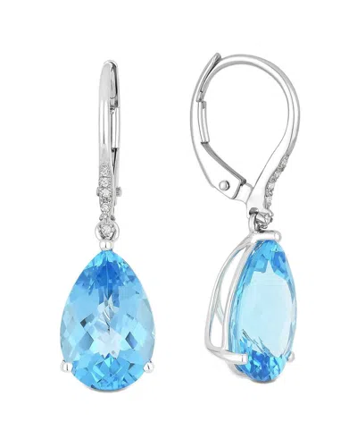 Gemstones 14k 6.93 Ct. Tw. Diamond & Blue Topaz Dangle Earrings In Metallic
