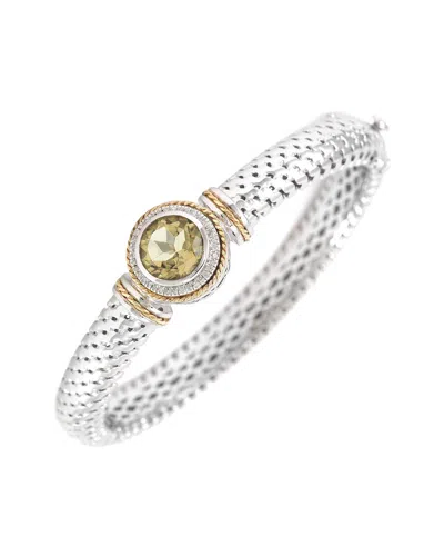Gemstones 14k & Silver 3.62 Ct. Tw. Diamond & Lemon Quartz Bangle Bracelet