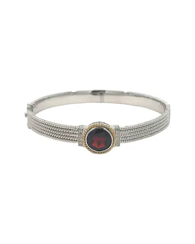 Gemstones 14k & Silver 3.81 Ct. Tw. Diamond & Garnet Bangle Bracelet In Metallic