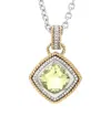 Gemstones 14k & Silver 3.91 Ct. Tw. Diamond & Lemon Quartz Necklace